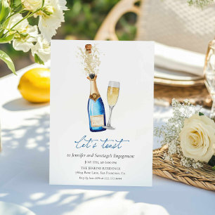 Modern Champagne-inbjudan till Förlovningsfest Inbjudningar