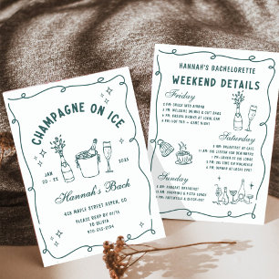 Modern Champagne På Is Sjungbröllopsfest Inbjudningar