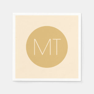 Modern Champagne Tonal Initialer Bröllop Pappersservett