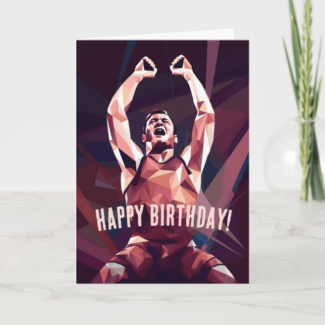 Modern Champion Wrestler Birthday Kort (Framsida)