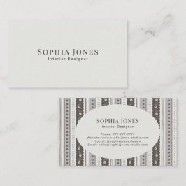 Modern Charcoal & Cream Scallop Stripe Visitkort
