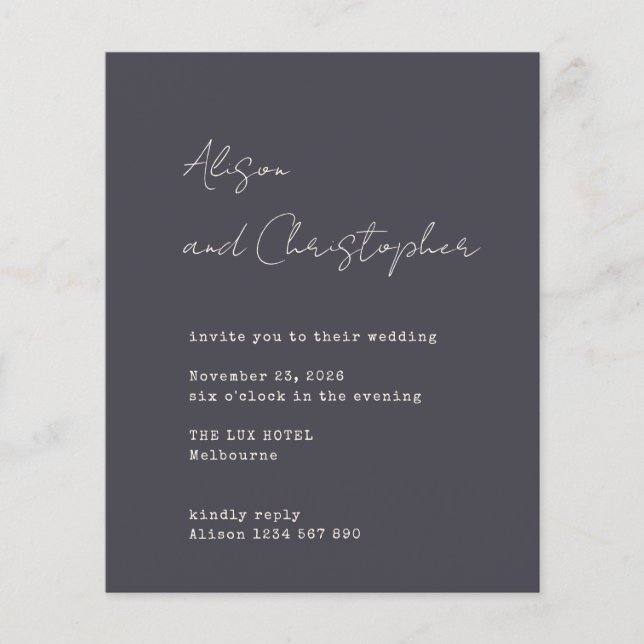 Modern Charcoal Elegant Script Wedding Invitation (Framsida)