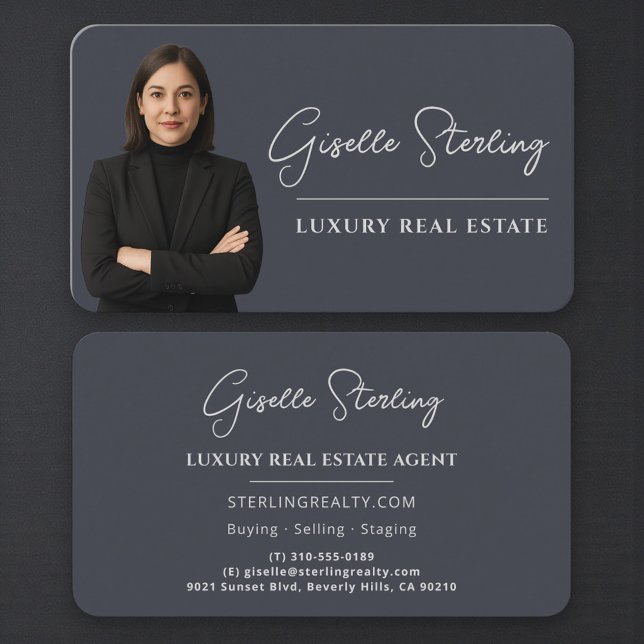 Modern Charcoal Grey Luxury Real Estate Visitkort (Skapare uppladdad)
