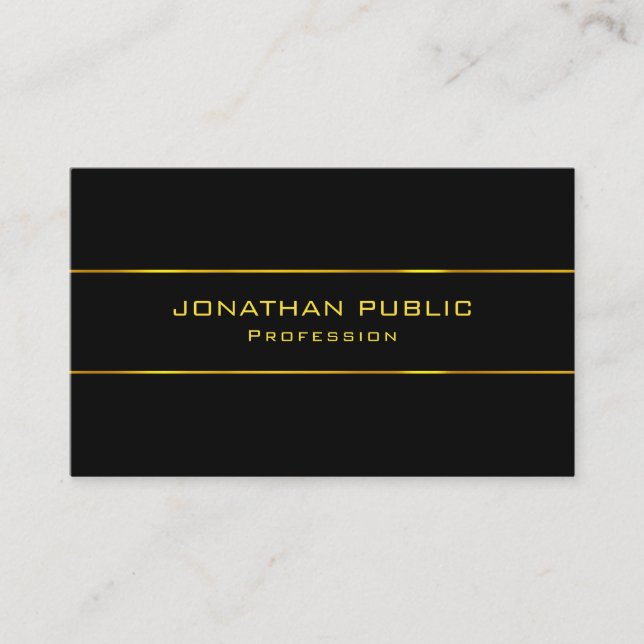 Modern charming Template Elegant Guld Namn Black Visitkort (Framsida)