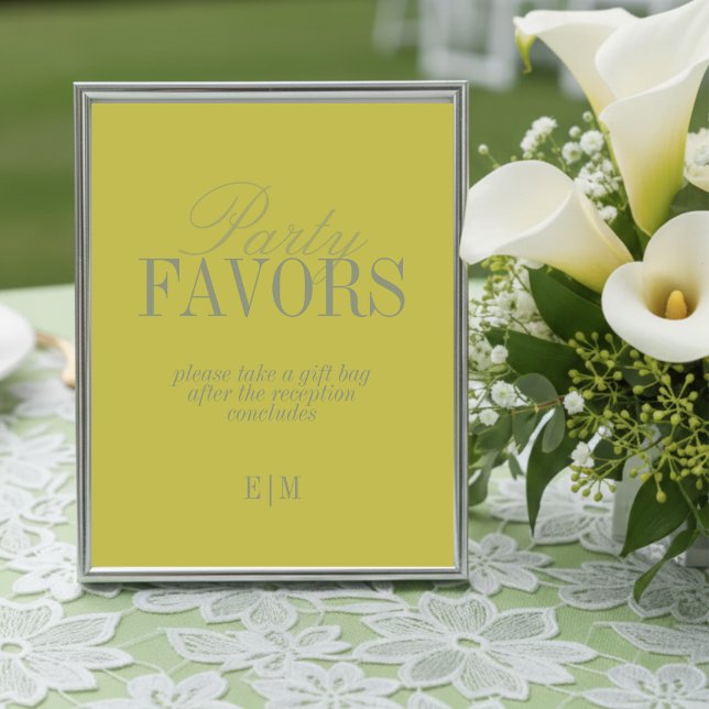 Modern Chartreuse Bröllopsgåva Ta En skylt (Modern Chartreuse Wedding Favor Take One Sign
)