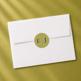 Modern Chartreuse Monogram Bröllopsdekal Runt Klistermärke