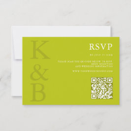 Modern Chartreuse Monogram Minimalistisk Bröllop OSA Kort