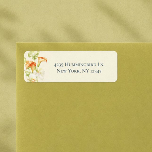Modern Chartreuse Redaktionell Blommig Bröllopsadr Returadress Etikett (Modern editorial return address label. Part of a coordinating suite.)