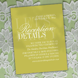 Modern Chartreuse Script Wedding Details Tilläggskort