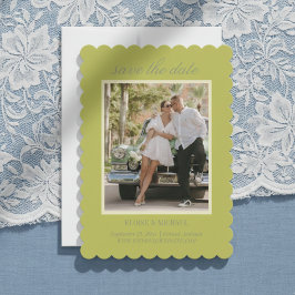 Modern Chartreuse Script Wedding Photo Spara Datumet