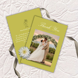 Modern Chartreuse Script Wedding Thank You Card Tack Kort