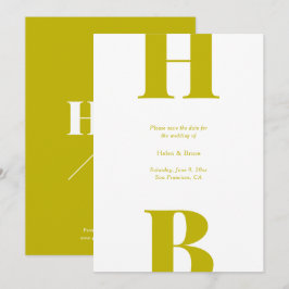 Modern Chartreuse Typografi Monogram Bröllop Spara Datumet