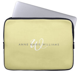 Modern Chartreuse Vit Skriptmonogram Laptop Fodral