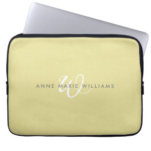 Modern Chartreuse Vit Skriptmonogram Laptop Fodral