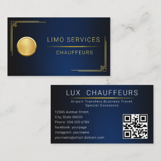Modern Chaufför Driver Royal Gold Border QR Code Visitkort