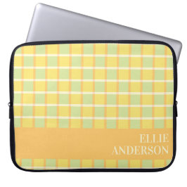 Modern Checker Green Yellow Orange Personalized Laptop Fodral