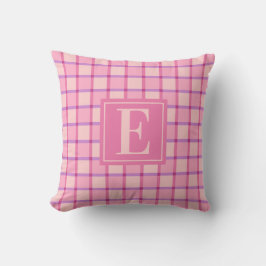 Modern Checker Pink Purple Monogram Kudde