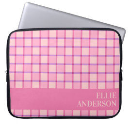 Modern Checker Pink Purple Personalized Laptop Fodral
