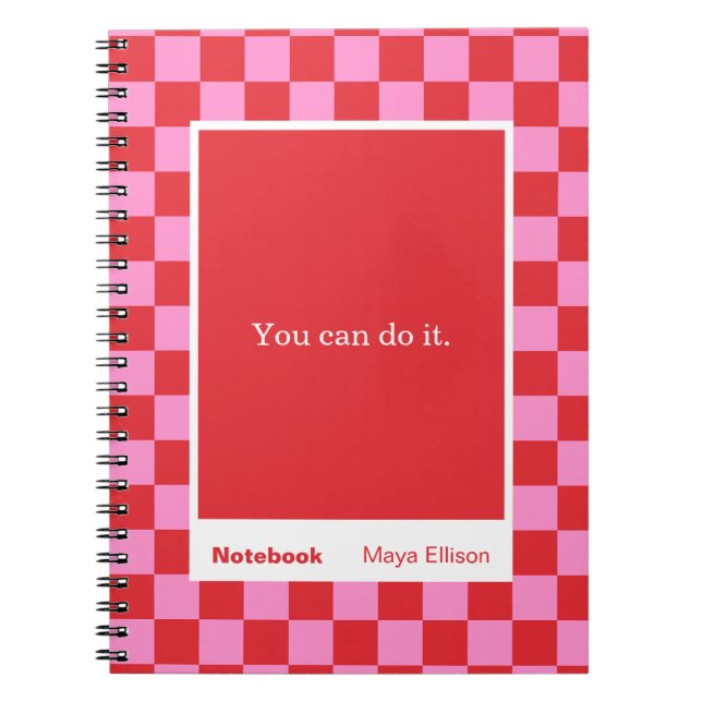 Modern Checkerboard Block Quote Classic Anteckningsbok (Framsidan)
