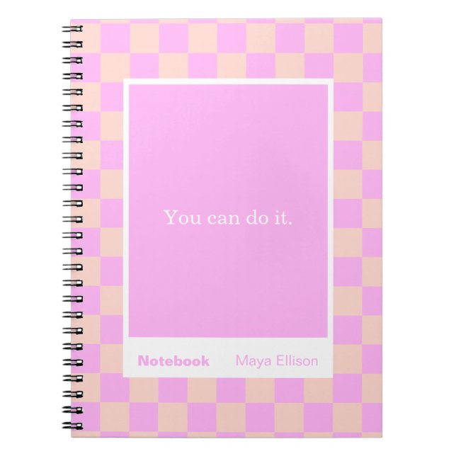 Modern Checkerboard Block Quote Classic Notebook Anteckningsbok (Framsidan)