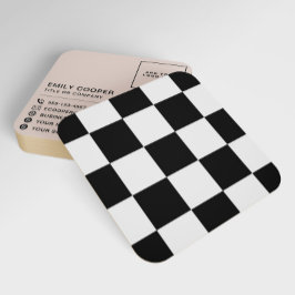 Modern Checkerboard Lägg till svart Logotyp vit Fyrkantigt Visitkort
