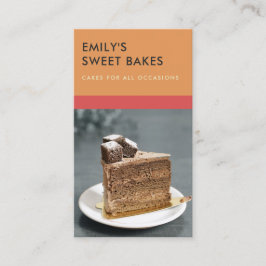 MODERN CHEERFUL BOLD RED ORANGE BAKERY CHEF PHOTO VISITKORT