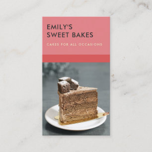 MODERN CHEERFUL BOLD RED ROSA BAKERY CHEF PHOTO VISITKORT