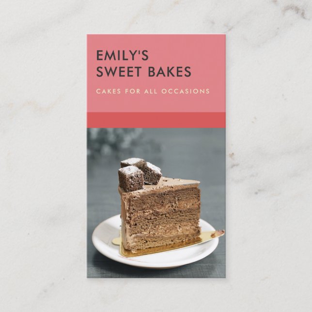 MODERN CHEERFUL BOLD RED ROSA BAKERY CHEF PHOTO VISITKORT (Framsida)