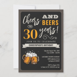 Modern Cheers and Öl 30års födelsedag-inbjudan Inbjudningar