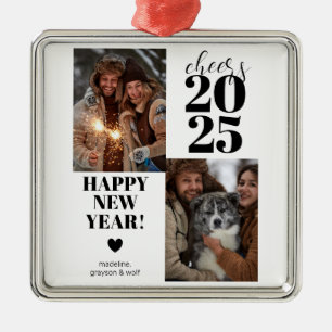 Modern Cheers Gott nytt år Photo Julgransprydnad Metall