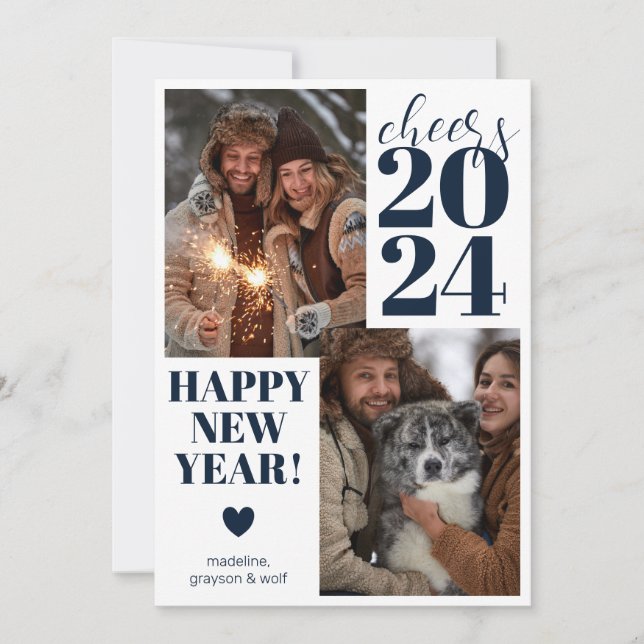 Modern Cheers Gott nytt år Photo Julkort (Framsida)