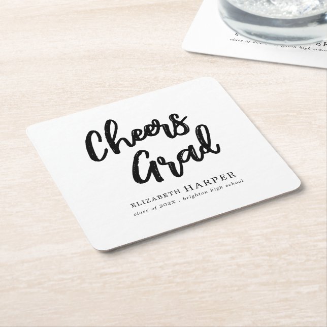 Modern Cheers Graderings Borstmanus Examensfirande Underlägg Papper Kvadrat (Vinklad)