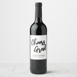 Modern Cheers Grattis Bokstavsstil Examen Vinflaska Etikett