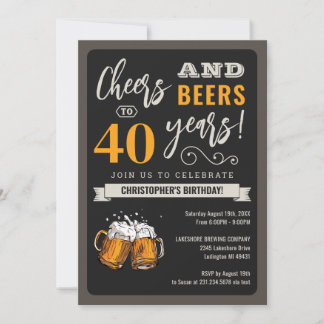 Modern Cheers och Öl 40:e födelsedagsinbjudan Inbjudningar