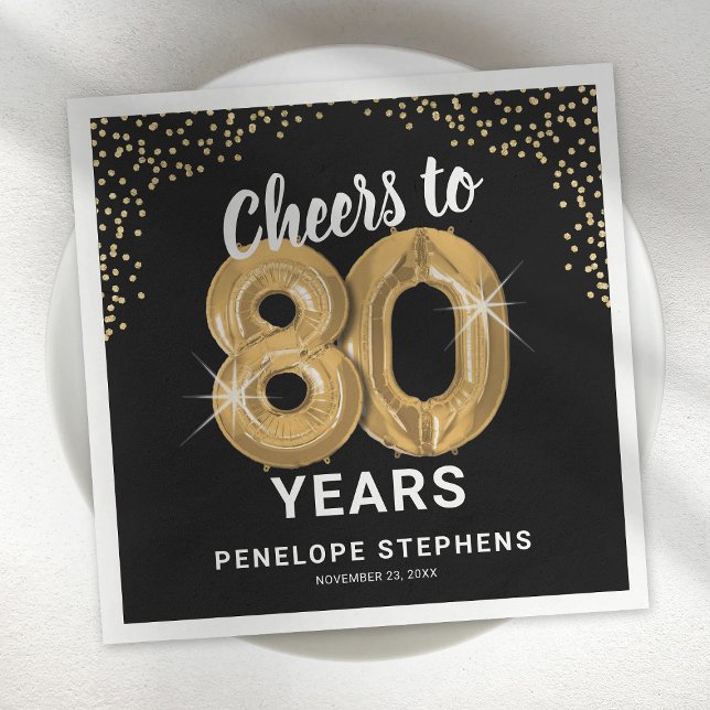 Modern Cheers till 80 års Vuxen födelsedyckor Pappersservett (Skapare uppladdad)