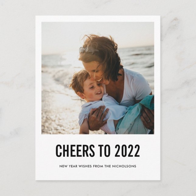 Modern Cheers To 2022 New Year Script Photo  Helg Vykort (Framsida)