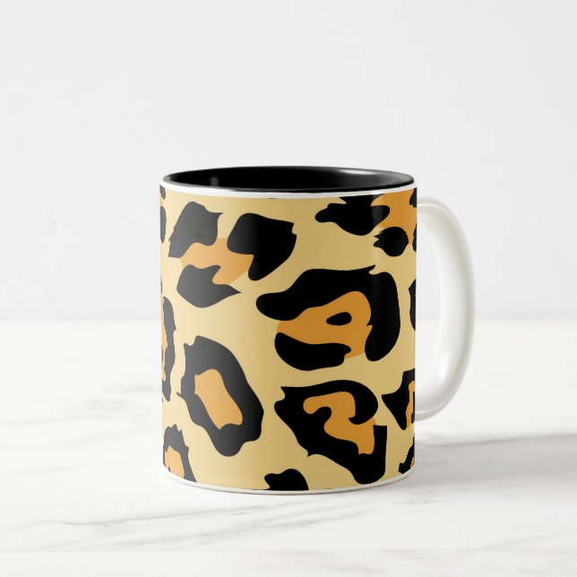 Modern Cheetah Spots Pattern Två-Tonad Mugg (Framsida höger)