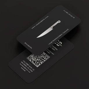 Modern Chef Black Silver Knivar Butcher Caterer Visitkort
