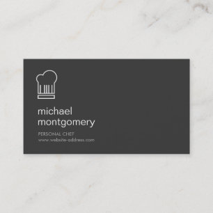 MODERN CHEF HAT LOGOTYP in WHITE on MÖRK GRÅTT Visitkort