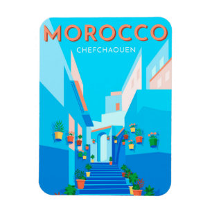 Modern Chefchaouen Marocko Travel Magnet