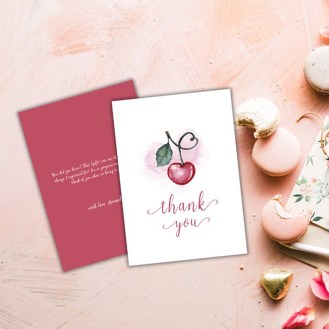 Modern Cherry Berry Sweetheat Baby Shower Tack Kort (Modern Cherry Berry Sweetheat Baby Shower Thank You Card)