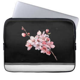 Modern Cherry Blommar Black Electronics Bag Laptop Fodral