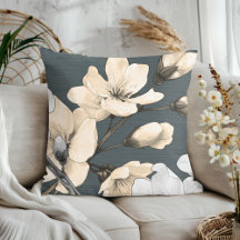Modern Cherry-Blommar på Mörk Grått Linen