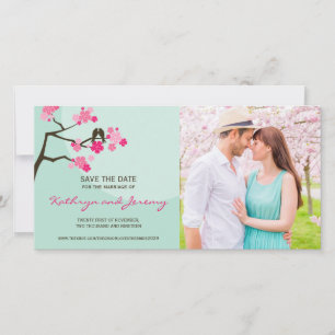Modern Cherry Blommars Love birds Spara datum Datumet