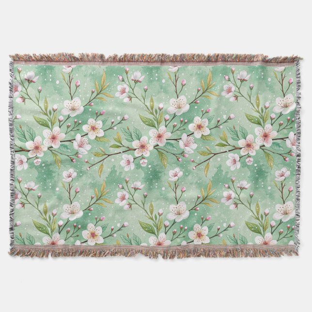 Modern Cherry Blossoms Winter Filt (Framsidan)