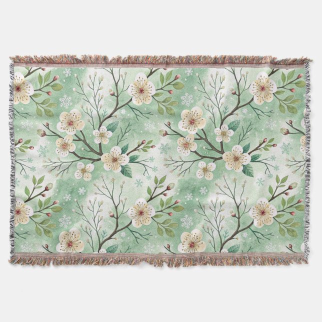 Modern Cherry Blossoms Winter Filt (Framsidan)