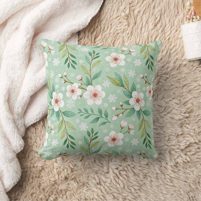 Modern  Cherry Blossoms Winter pattern Kudde (Filt)