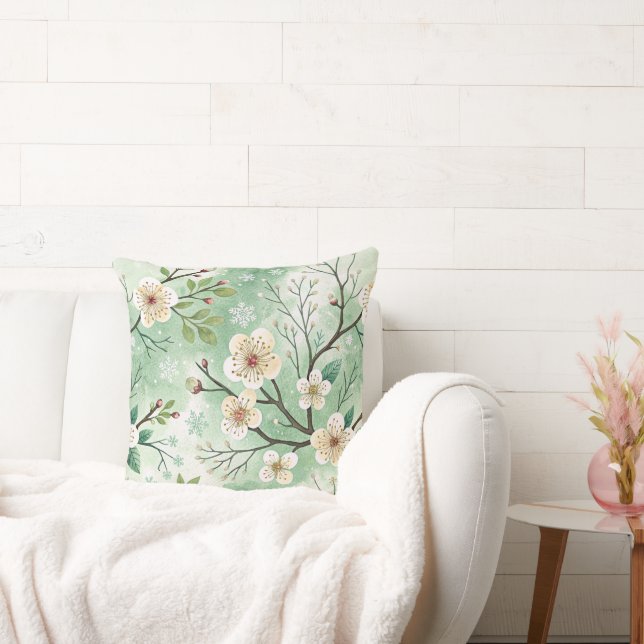 Modern  Cherry Blossoms Winter pattern Kudde (Soffa)