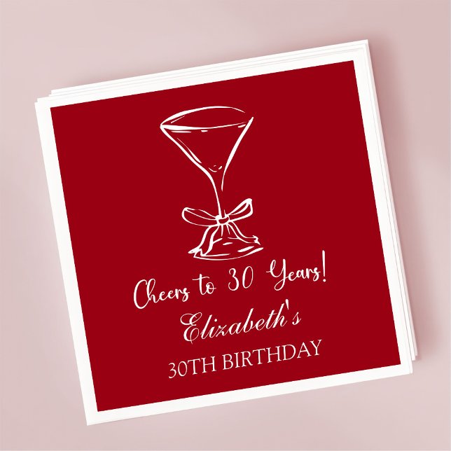 Modern Cherry Cheers till 30 år födelsedagslöjor Pappersservett (Skapare uppladdad)