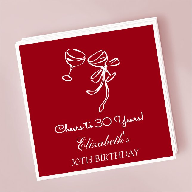 Modern Cherry Cheers till 30 år födelsedagslöjor Pappersservett (Skapare uppladdad)